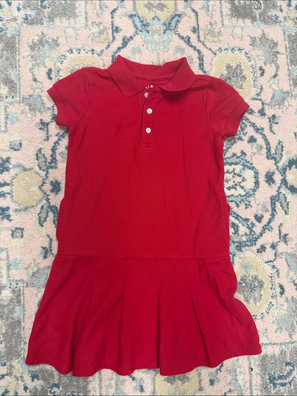 Primary Red Polo Dress with Pleated Skirt